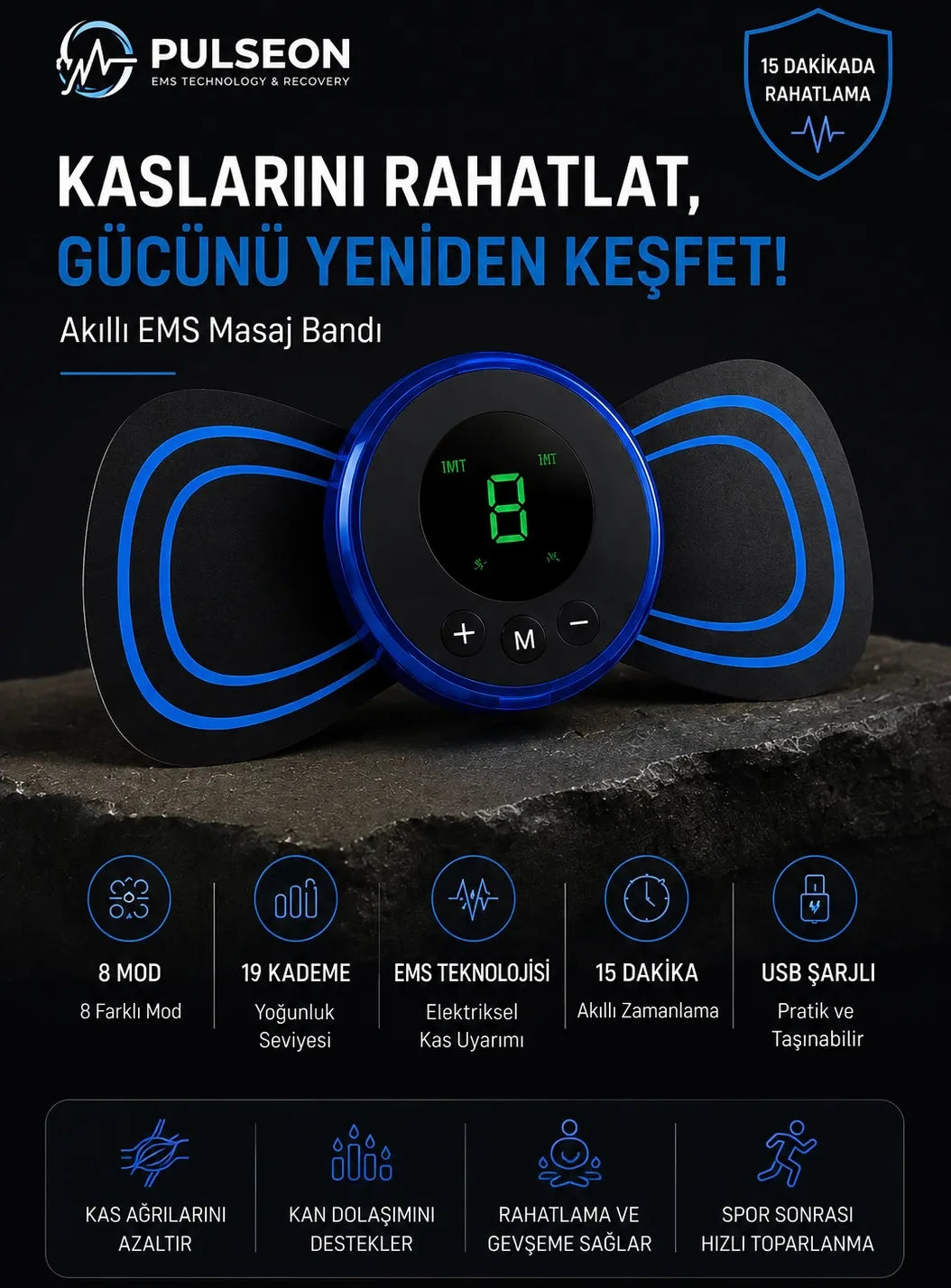Pulseon Akıllı EMS Masaj Bandı